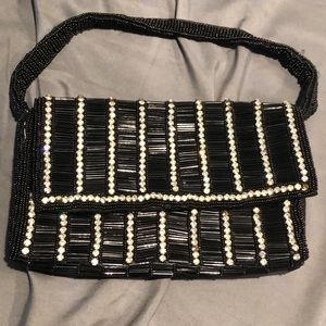 Vintage Walborg black beaded crystal evening bag